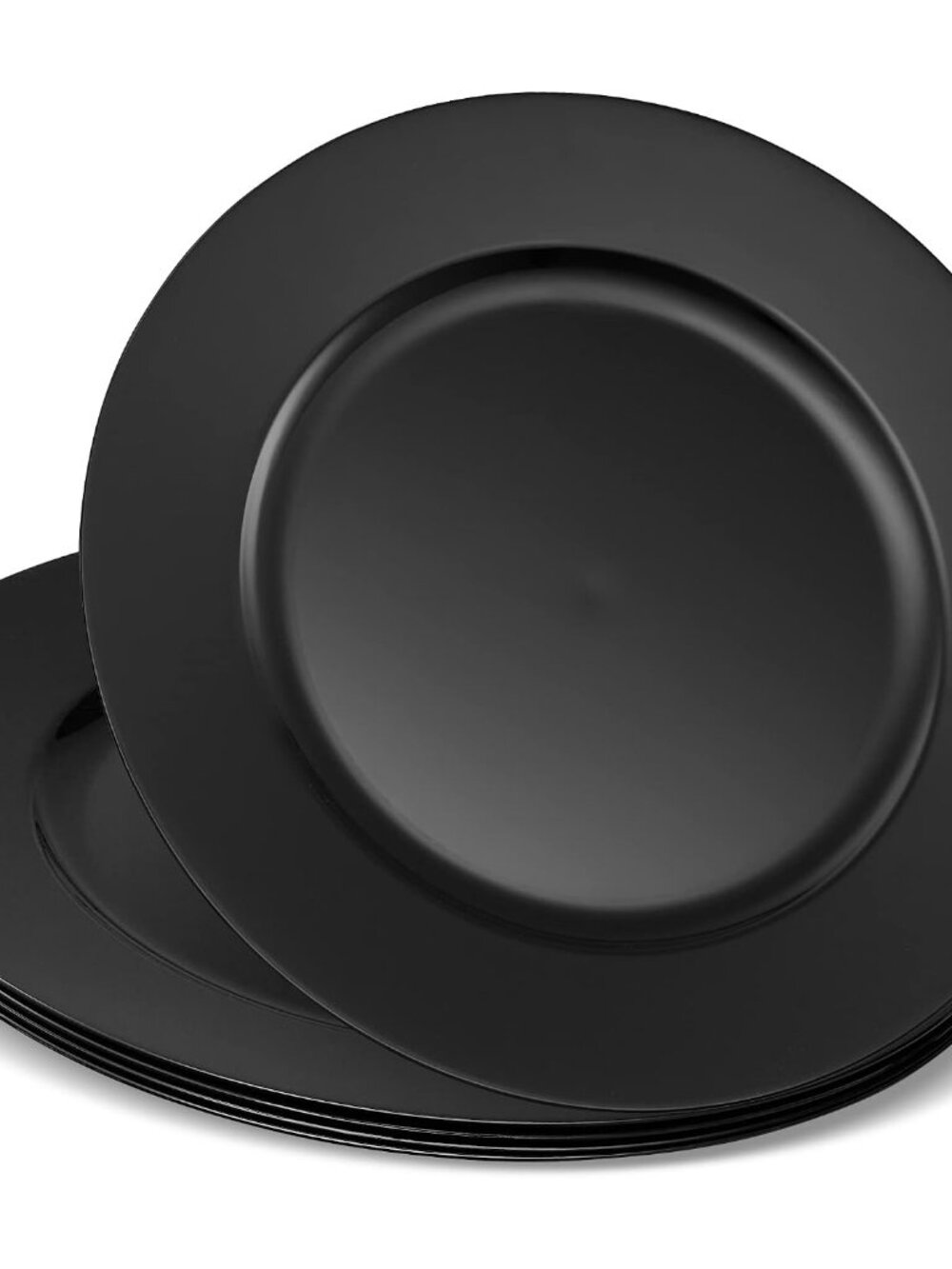 13'' Charger Plates Black Plastic Heavy Duty Disposable Dinner Pack of 12